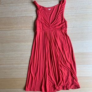 V neck midi poppy dress